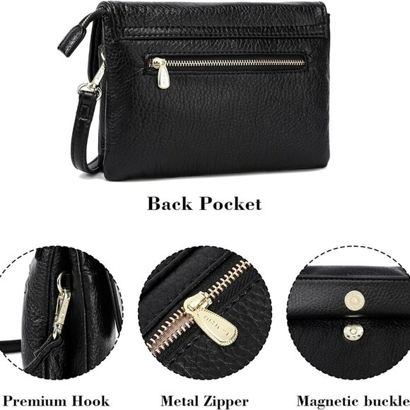 Soft Small Leather Crossbody Bags for Women RFID Blocking Travel Purses Handbags - Picture 6 of 9